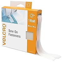 VELCRO Brand Sew On Fabric Tape-Substitute for Snaps Buttons or Zippers-Alterations and Hemming-15ft Bulk Pack Hook and Loop Fastener, White