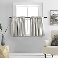 DONREN 24 Inch Length Curtain Tiers for Loft - Light Gray Blackout Short Length Curtains for Bathroom(42 Inches Wide,2 Panels)