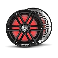 Rockford Fosgate M2-8B Color Optix 8” 2-Way Coaxial Multicolor LED Lighted Marine Speakers -Black/Stainless (Pair)