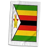 3D Rose Photo of Zimbabwe Flag Button Hand/Sports Towel, 15 x 22