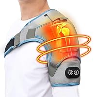 Heated Shoulder Brace Wrap, Adjustable Shoulder Heating Pad for Men Women Frozen Shoulder, Rotator Cuff, Muscle Pain Relief with 3 Heat & 3 Timer Settings, 30/60/120min Auto-Off