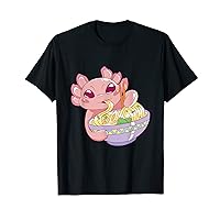 Kawaii Axolotl Eating Ramen Noodles Anime Girls Teens T-Shirt