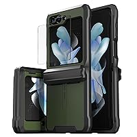 CaseBorne V Compatible with Samsung Galaxy Z Flip 5 Case - Rugged Protective Case with Semi-Auto Hinge Cover and Tempered Glass Screen Protector, [Made of Recycled Materials]