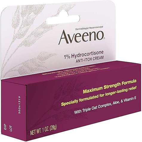 AVEENO Active Naturals 1% Hydrocortisone Anti-Itch Cream 1 oz ( Pack of 6)