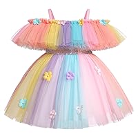 IMEKIS Toddler Girls Butterfly Birthday Dress Pageant Party Ruffle Tulle Tutu Dresses Cake Smash Photo Shoot Outfit