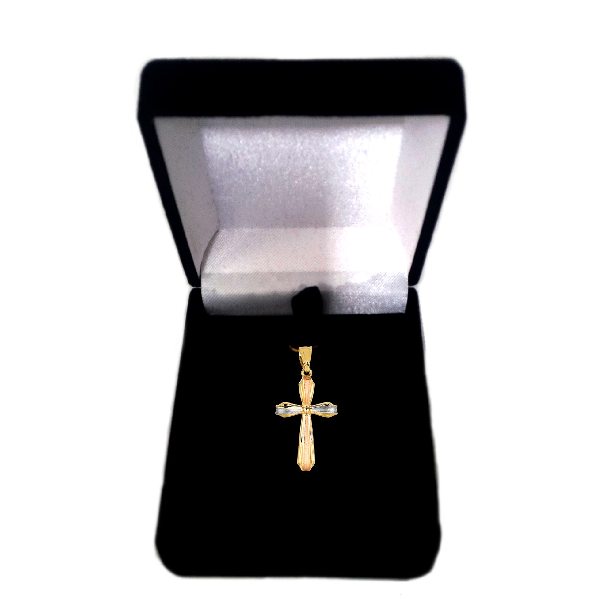 Jewelry Affairs 14k Tricolor Gold Satin And High Polish Finish Cross Pendant