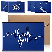 Jutom 300 Pcs Blue Thank You Cards with Envelopes Note Cards Goodbye Cards for Coworkers Assortment Save The Date Cards with Kraft Envelopes and Stickers for Wedding, Baby Shower