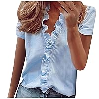 Summer Tops for Women, Fashions Women Temperament Button V-Neck Sleeve Blouse Casual Shirt