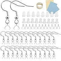 925 Siver Earring Hooks, Hypoallergenic Earring Hooks,160Pcs Earring Making Kit with Earring Hooks and 2 Different Clear Silicone Earring Backs for DIY Jewelry Making