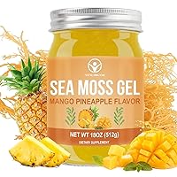 Sea Moss Gel (18 OZ), Wildcrafted Irish Seamoss Gel Rich in 92 Minerals & Vitamins, Supports Immune System & Thyroid & Antioxidant, Non-GMO, Vegan, Pineapple & Mango Flavor