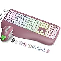 Wireless Keyboard and Mouse Combo, 9 Backlit Effects, Wrist Rest, Silent Light Up Keys, Sleep Mode, 2.4G Rechargeable Ergonomic Cordless Keyboard Mouse Combo for Computer, Laptop, Windows (Rose Gold)