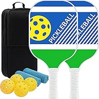 Pickleball Paddles, Fiberglass Surface Pickleball Set of 2, Lightweight Pickleball Rackets, with 4 Balls, 2 Cooling Towels & 1 Carrying Case, Pickle Ball Paddle Set for Indoor Outdoor