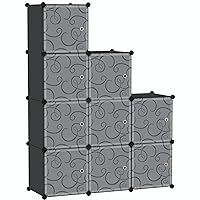 Cube Storage Organizer with Doors, 9-Cube Shelves, Closet Cabinet, DIY Plastic Modular Bookshelf, Storage Shelving Ideal for Bedroom, Living Room, 36.6”L x 12.4”W x 36.6”H Black USHS3009B-DOOR