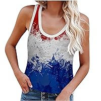 American Flag Tank Top Women Patriotic Flag Shirt 4th of July Independence Day Tops Summer Outfit Sleeveless Casual
