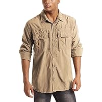 Men's UPF 50+ Sun Protection Shirts, Button Down Long Sleeve Shirt for Hiking, Fishing, Work