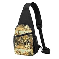 BREAUX Cartoon Mushrooms Casual Crossbody Chest Bag, Lightweight Shoulder Backpack, Women'S, Men'S Hiking Outdoor Backpacks