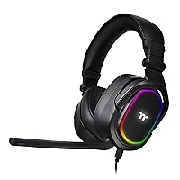 Thermaltake Argent H5 RGB 7.1 Surround Gaming Headset, 50mm Hi-Res Drivers, Compatible with PC, Xbox One, PS4, Mac, Mobile and Nintendo Switch, Black, GHT-THF-DIECBK-31