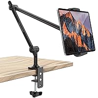 AboveTEK Premium Tablet Stand Holder, Aluminum Adjustable iPad Arm Clamp Mount for Desk & Bed with 360° Rotation, Overhead Compatible with 4.5