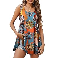 JollieLovin Women's Tunics Tank Tops Sleeveless Loose Fit T-Shirt with Flare Hem Comfy Swing Blouse (Available in Plus Size)