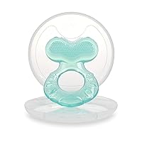 Nuby Silicone Teethe-eez Teether with Bristles, Includes Hygienic Case, Aqua