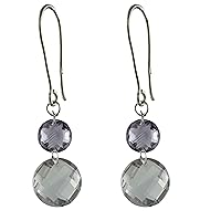 Carillon Amethyst Natural Gemstone Round Shape Drop Dangle Anniversary Earrings 925 Sterling Silver Jewelry