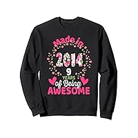 9 Years Old 9th Birthday Born in 2014 Women Girls Floral Sweatshirt