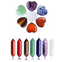YATOJUZI 7 Chakra Natural Heart Healing Crystals Stones Sets and Hexagonal Points Healing Crystals Stones Sets