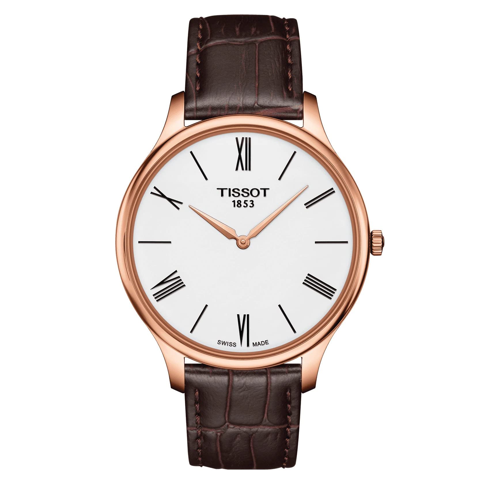 Tissot Mens Tradition 5.5 316L Stainless Steel case Swiss Quartz Watch, Brown, Leather, 18 (T0634093601800)