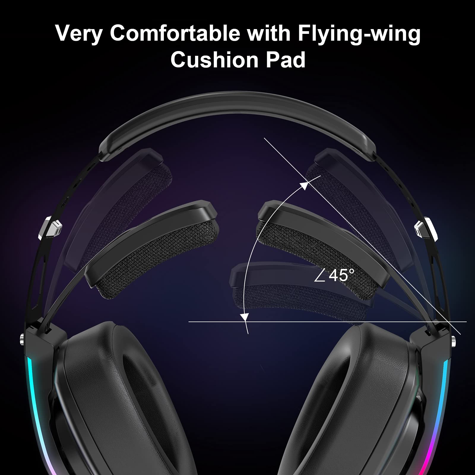 Jeecoo J65 USB Gaming Headset for PC - 7.1 Surround Sound Heavy Bass Headphones with Unique Cushion Pads, Clear and Crystal Microphone - Plug & Play for Laptop Computers