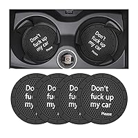 8sanlione Car Cup Coaster, 4Pcs 2.75 Inch Auto Cup Holder Insert Coasters, Non-Slip Waterproof Embedded Drink Mat, Automotive Interior Accessories for Men and Women (D Black/4PCS)