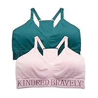 Kindred Bravely 2-Pack Hands Free Sports Pumping Bra Bundle (Teal and Ombre Purple, Large)