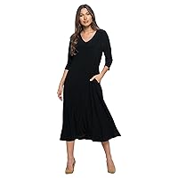 Jostar Women's Plus Size Dress – Sleeveless Print 3/4 Sleeve Casual Swing Flowy Long One Piece with Pockets