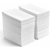 Linen Feel Disposable Napkins, Hand Towels for Bathroom, Weddings, Parties and Dinners, White, 50 Pack
