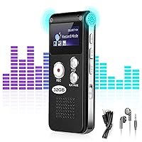 32GB Voice Recorder with Playback - ZIPCIDE Digital Voice Activated Recorder - Portable Tape Recorder Audio Recording Device with Noise Reduction Audio Recorder for Lectures Meetings (Black)