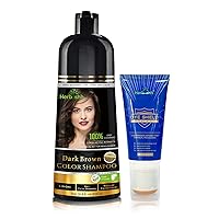 Combo Hair Color Shampoo Dark Brown for Gray Hair + Hair Color Stain Protector – Dye Shield or Defender for Skin