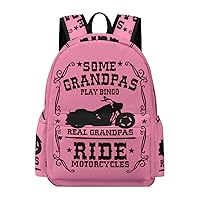 Some Grandpas Play Bingo Real Ride Motorcycles Backpack Printed Laptop Backpack Shoulder Bag Business Bags Daily Backpack for Women Men