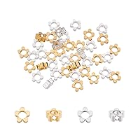 SUPERFINDINGS 40Pcs 2 Colors Brass Bead Frames Hollow Flower Bead Frame Metal Links Connectors Double Hole Floral Beads Frame for DIY Jewelry Making Beading and Craft Projects Hole: 2mm
