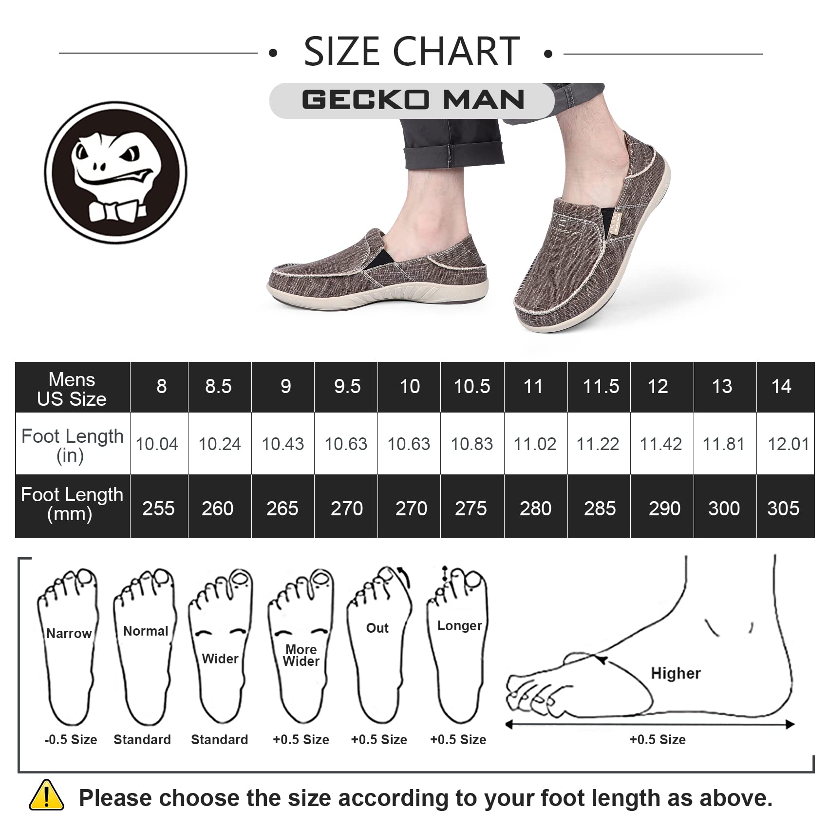 Slip On Shoes for Men, Plantar Fasciitis Canvas Loafer Shoes with Arch Support, Orthopedic Casual Non Slip Mule Shoes with Rubber Sole
