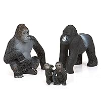 Terra by Battat – 4 Pcs Gorilla Toys Family Set – Realistic Gorilla Figurines – Zoo Animal Toys for Kids and Toddlers 3+ – Plastic Jungle Animals