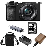 Sony Alpha a6700 Mirrorless Camera Body with E PZ 16-50mm f/3.5-5.6 OSS Lens Bundle with Multi-Device Shoulder Bag, 128GB SD Card, OTG Card Reader, Extra Battery, Smart Charger with LCD Screen