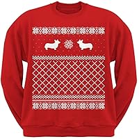 Corgi Red Adult Ugly Christmas Sweater Crew Neck Sweatshirt
