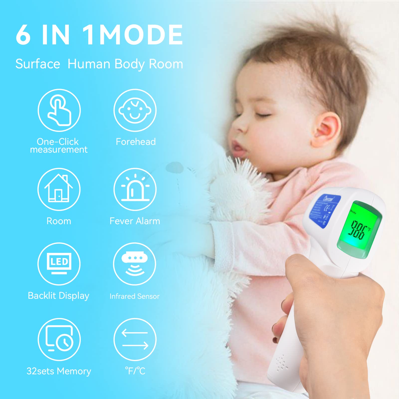 [Value Bundle] Berrcom No Touch Forehead Thermometer JXB315 & Berrcom Contactless Thermometer 3 in 1 for Adults and Kids JXB178