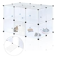 2-Tier Small Animals Playpen, Portable Pet Playpen Indoor with 2 Doors for Puppy, Hamsters, Guinea Pig, Rabbits - 28 Panels, 43.1