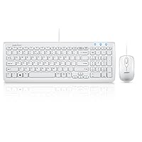 Perixx PERIDUO-303 Wired Compact Keyboard and Mouse Set, USB Interface, Piano White, US English Layout