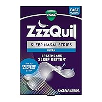 ZzzQuil, Sleep Nasal Strips, Clear Nighttime Nasal Strips, Instantly Opens Nose for Better Breathing, Reduces Nasal Congestion for Less Snoring and Better Sleep, Drug Free, Unscented, 52ct