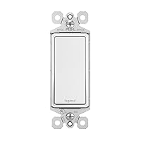Legrand radiant TM870STMWCC10 15 Amp Garbage Disposal Rocker Wall Switch, Single Pole Momentary Contact Decorator Light Switches, White (1 Count)