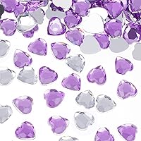 2000 Pieces Acrylic Flatback Rhinestones Heart Crystal Rhinestones Flat Back Heart Rhinestones Flatback Gems for Crafts 8MM with Bag for Valentines Day Wedding Decoration DIY Craft (Purple)