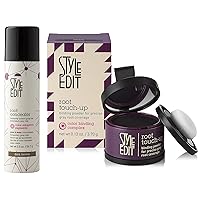 Style Edit Root Concealer Spray and Root Touch Up powder, to Cover Up Roots and Grays, Dark Brown Hair Color.
