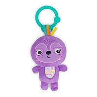 Bright Starts Jingle Joy Reach & Rattle Toy for Stroller – Purple Sloth with Chime Sounds - Unisex, Newborn +