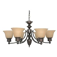 Nuvo Lighting 60/3129 Empire 6-Light Chandelier with Champagne Glass Shade, 26